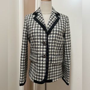 Millard Fillmore Houndstooth Tweed Blazer Jacket Womens Size M Lined Career.